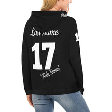 Load image into Gallery viewer, Altitude Black Last name/Number Nickname All Over Print Hoodie for Women (USA Size) (Model H13)
