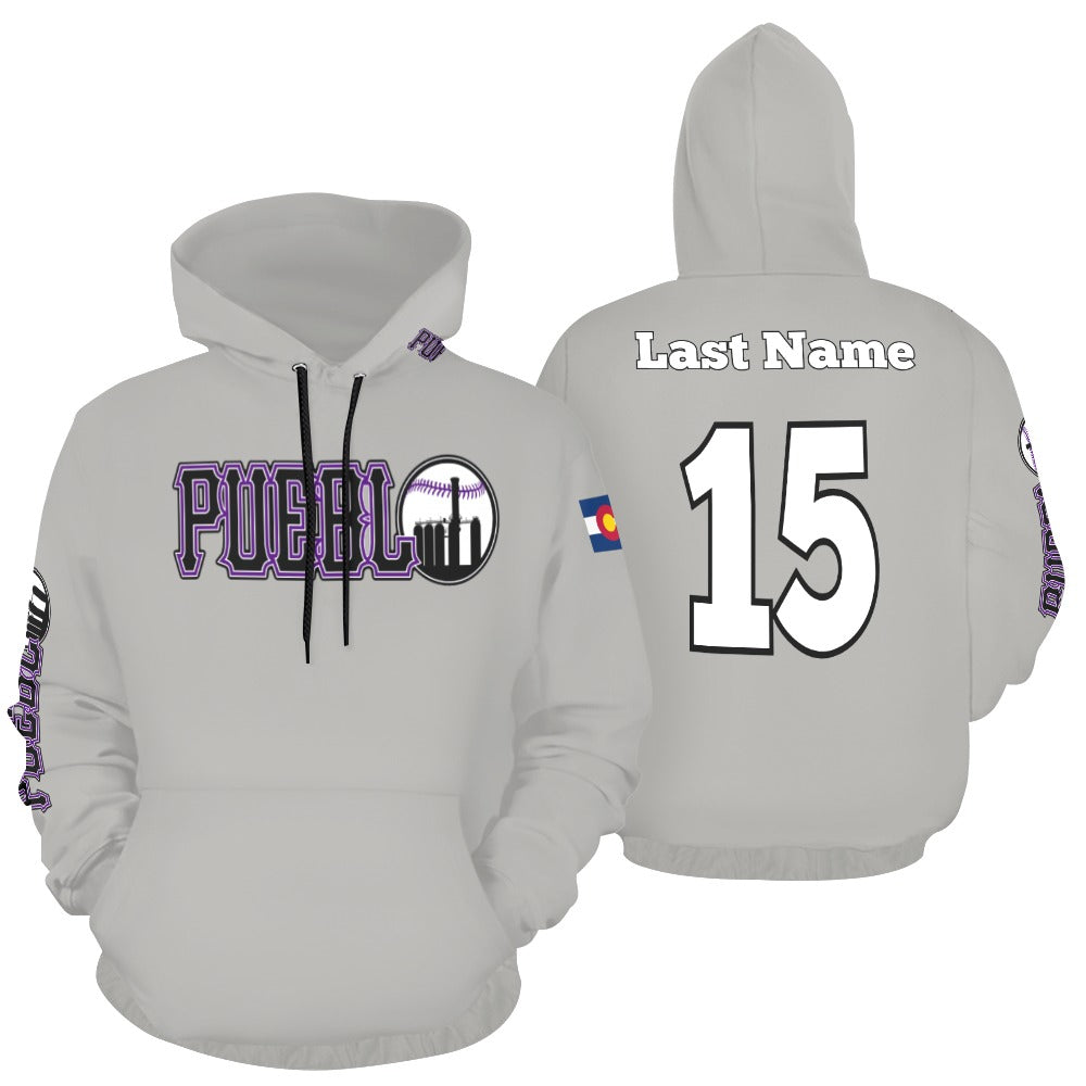 PS Grey Last Name/Number All Over Print Hoodie for Men (USA Size) (Model H13)