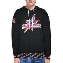 Load image into Gallery viewer, All American Softball Number Nickname Women&#39;s Long Sleeve Fleece Hoodie (Model H55)
