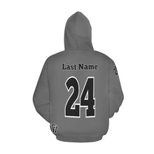 Load image into Gallery viewer, WF Sport Name/Number Grey/black All Over Print Hoodie for Men (USA Size) (Model H13)

