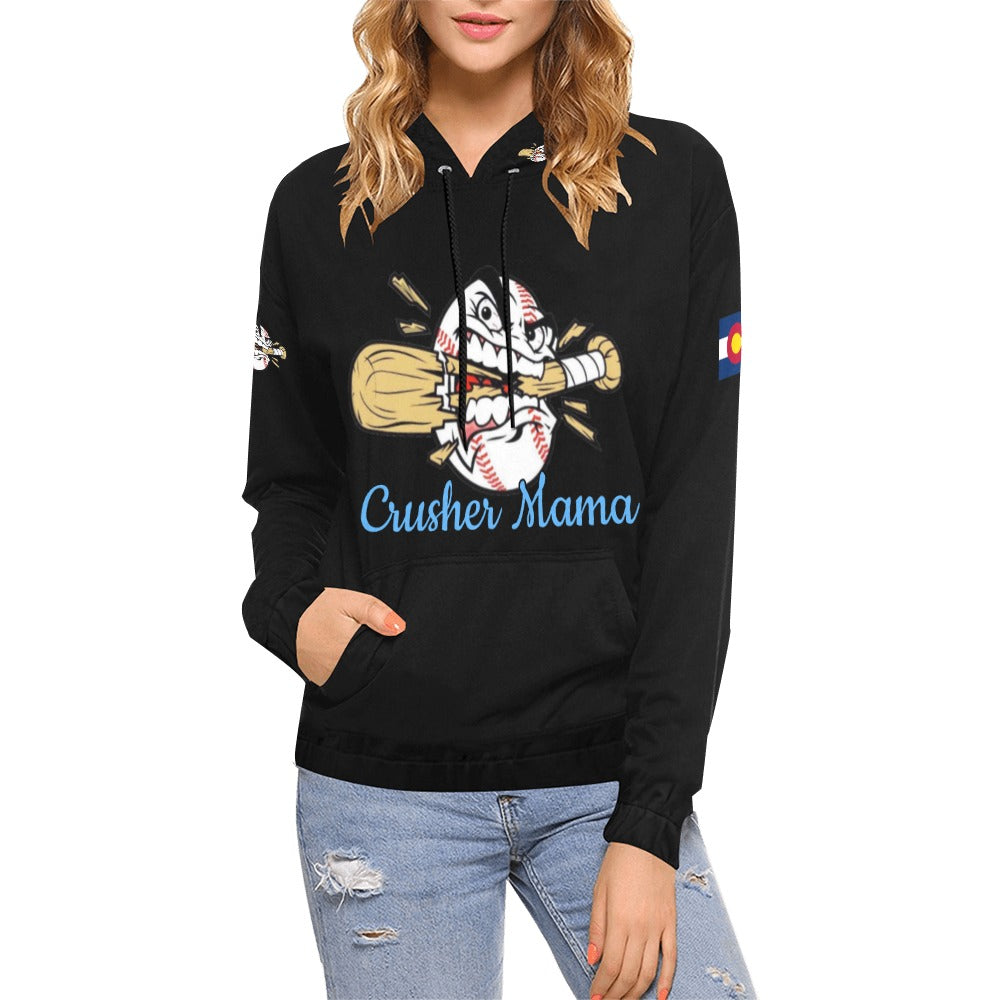 Crusher Mama Full Custom First/Last/Nick Name Number All Over Print Hoodie for Women (USA Size) (Model H13)