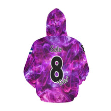 Load image into Gallery viewer, Pueblo Steel purple PS Last name/Number Nickname swirls All Over Print Hoodie for Women (USA Size) (Model H13)
