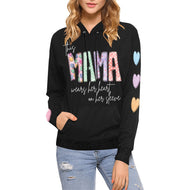 Mama Black All Over Print Hoodie for Women (USA Size) (Model H13)