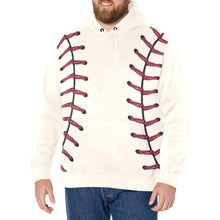 Load image into Gallery viewer, Baseball Cream Fleece Lined Men&#39;s Long Sleeve Fleece Hoodie (Model H55)
