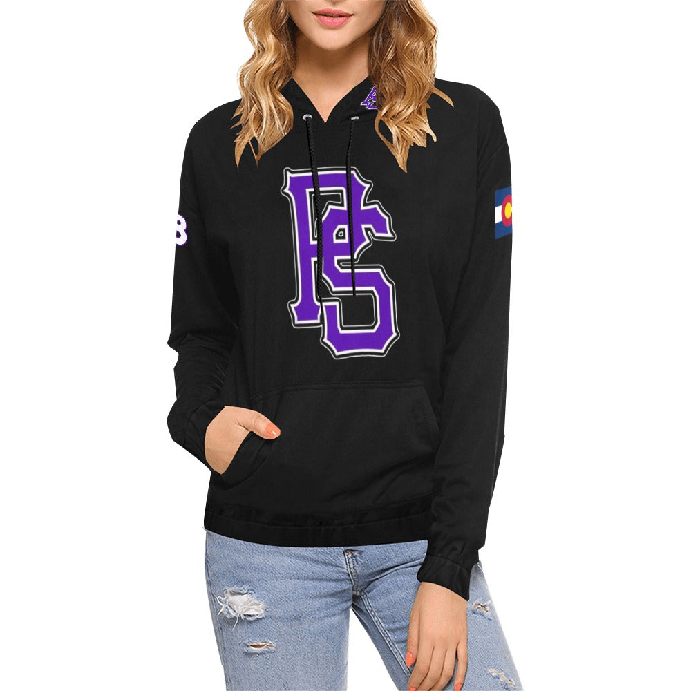 Pueblo Steel Black Full Custom All Over Print Hoodie for Women (USA Size) (Model H13)