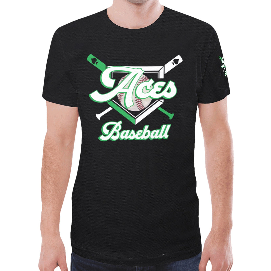 Aces Black Pain New All Over Print T-shirt for Men (Model T45)