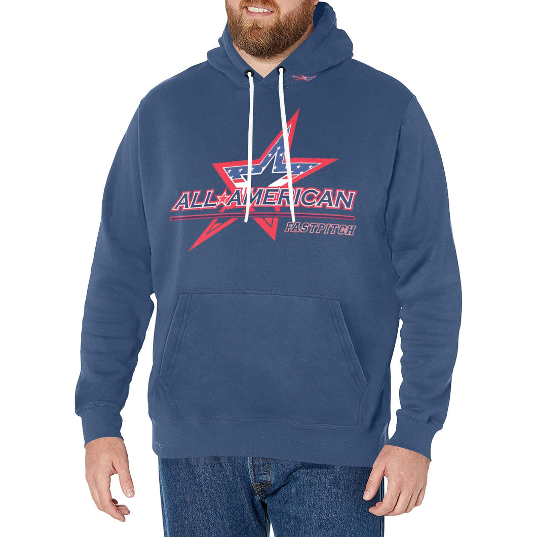 All American Basic Number, Fleece Lined Blue Men's Long Sleeve Fleece Hoodie (Model H55)