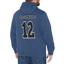 Load image into Gallery viewer, Baseball Navy Fleece Lined Men&#39;s Long Sleeve Fleece Hoodie (Model H55)
