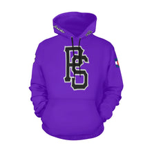 Load image into Gallery viewer, Pueblo Steel Black Full Custom Purple BlackPS All Over Print Hoodie for Women (USA Size) (Model H13)
