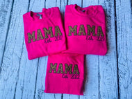 MAMA est. applique embroidery design CREWNECK