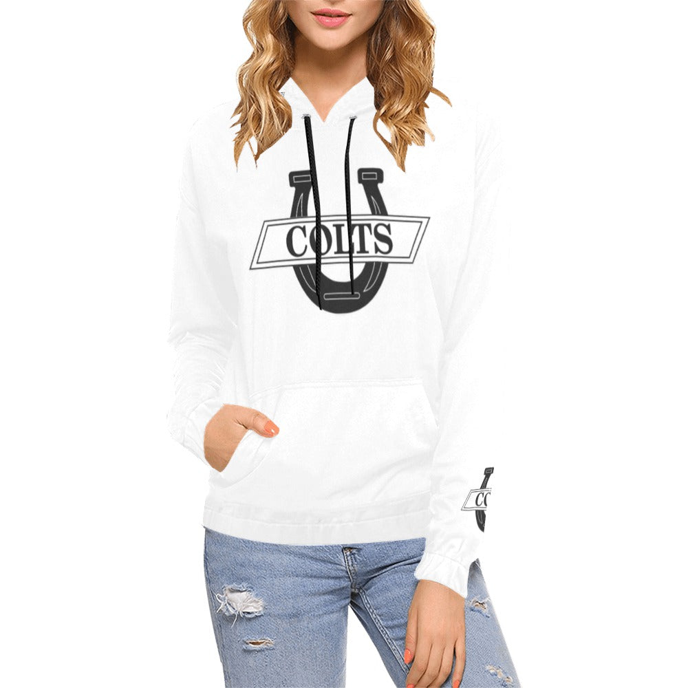 South White U B Name/Number All Over Print Hoodie for Women (USA Size) (Model H13)