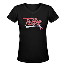 Load image into Gallery viewer, Tribe V red White Women&#39;s Deep V-neck T-shirt (Model T19)

