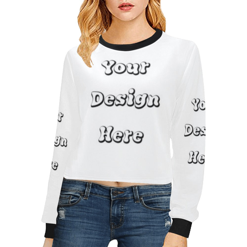 Custom Your Design Here- Female Crop Sweater Crop Pullover Sweatshirts for Women (Model H20)