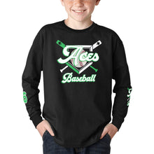 Load image into Gallery viewer, Aces Long Sleeve Number Kids&#39; Rib Cuff Long Sleeve T-shirt (Model T64)
