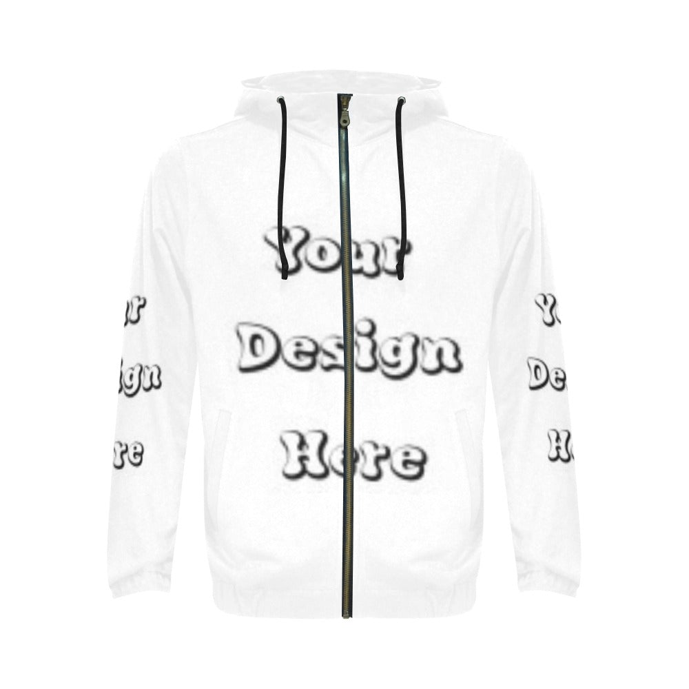 Custom Your Design Here- Zip-up Male All Over Print Full Zip Hoodie for Men (Model H14)