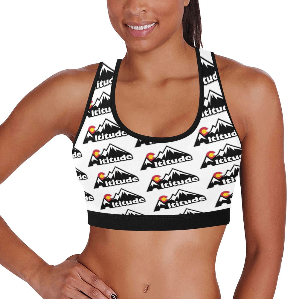 Altitude Sports Bra White Pattern Women's All Over Print Sports Bra (Model T52)