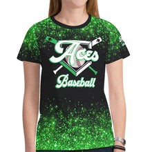 Load image into Gallery viewer, Aces  Glitter New All Over Print T-shirt for Women (Model T45)
