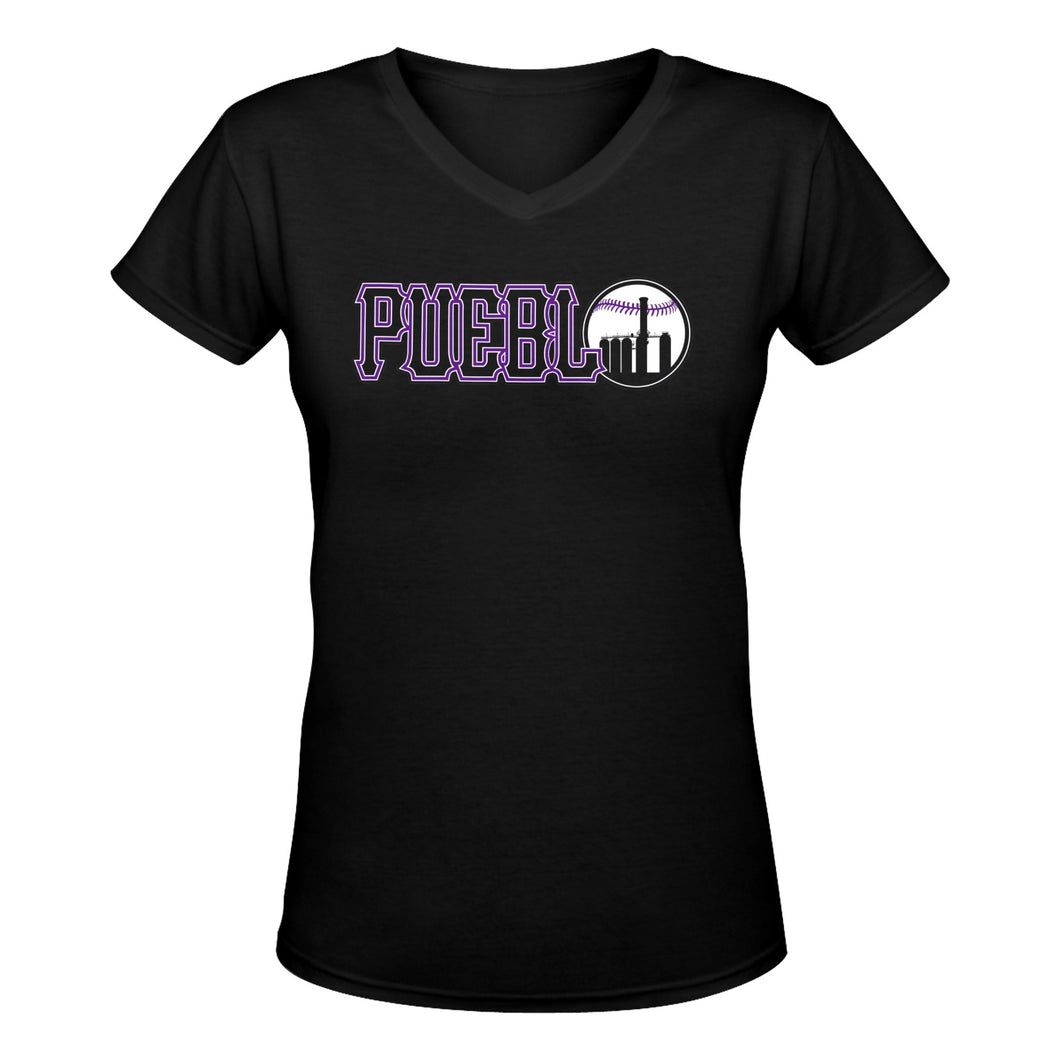 Pueblo SB V B Women's Deep V-neck T-shirt (Model T19)