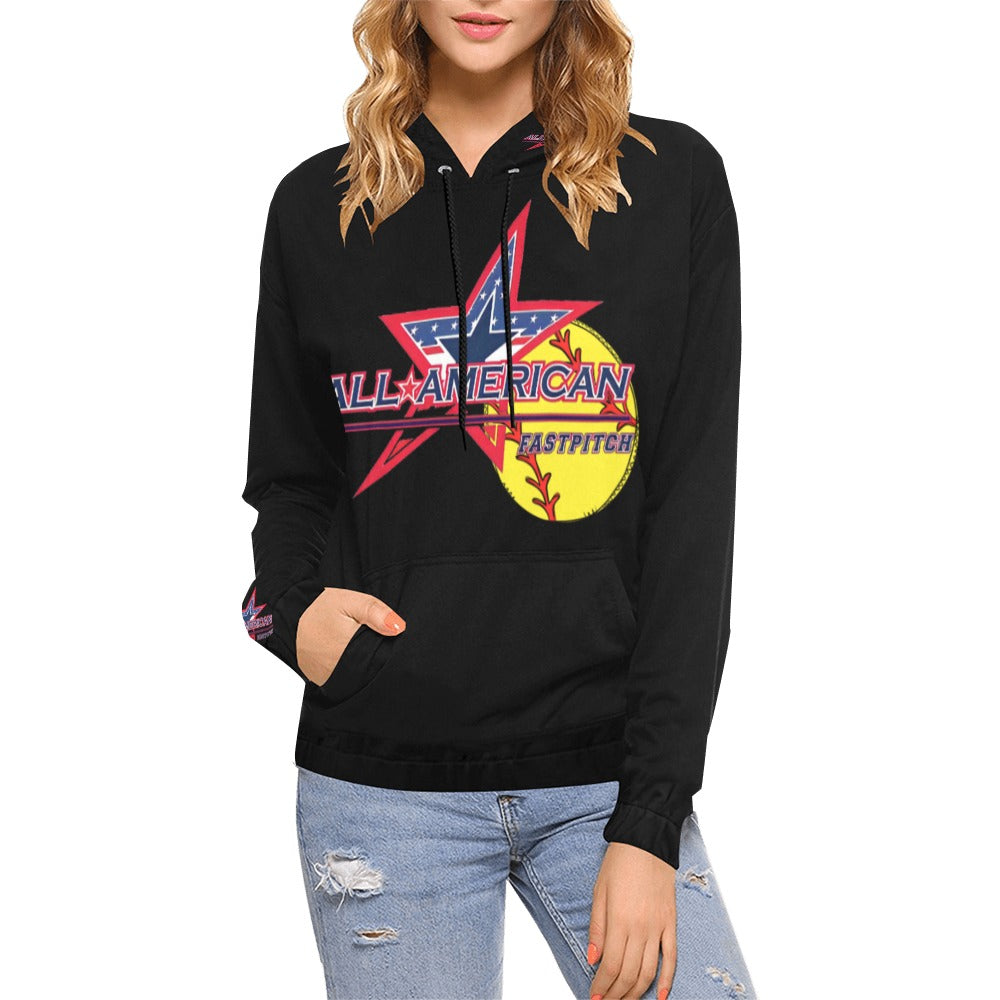 All American Softball Women Hoodie All Over Print Hoodie for Women (USA Size) (Model H13)