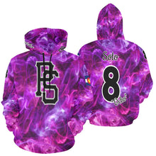 Load image into Gallery viewer, Pueblo Steel purple PS Last name/Number Nickname swirls All Over Print Hoodie for Women (USA Size) (Model H13)
