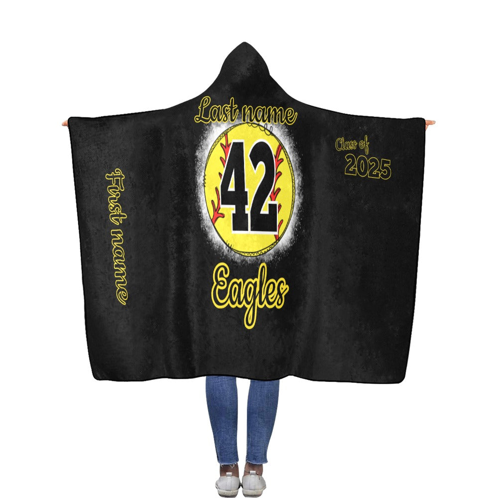 Eagles Softball Name Flannel Hooded Blanket 56''x80''