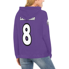 Load image into Gallery viewer, Pueblo Steel Last Name/Number Purple All Over Print Hoodie for Women (USA Size) (Model H13)
