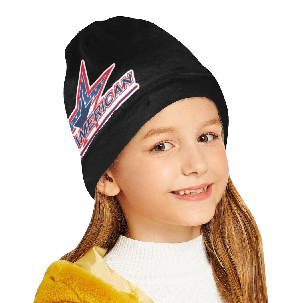 All American Beanie Black Y All Over Print Beanie for Kids