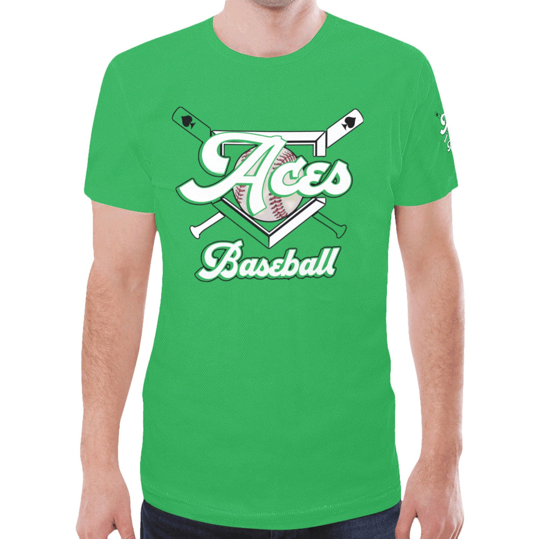 Aces Green Plain New All Over Print T-shirt for Men (Model T45)