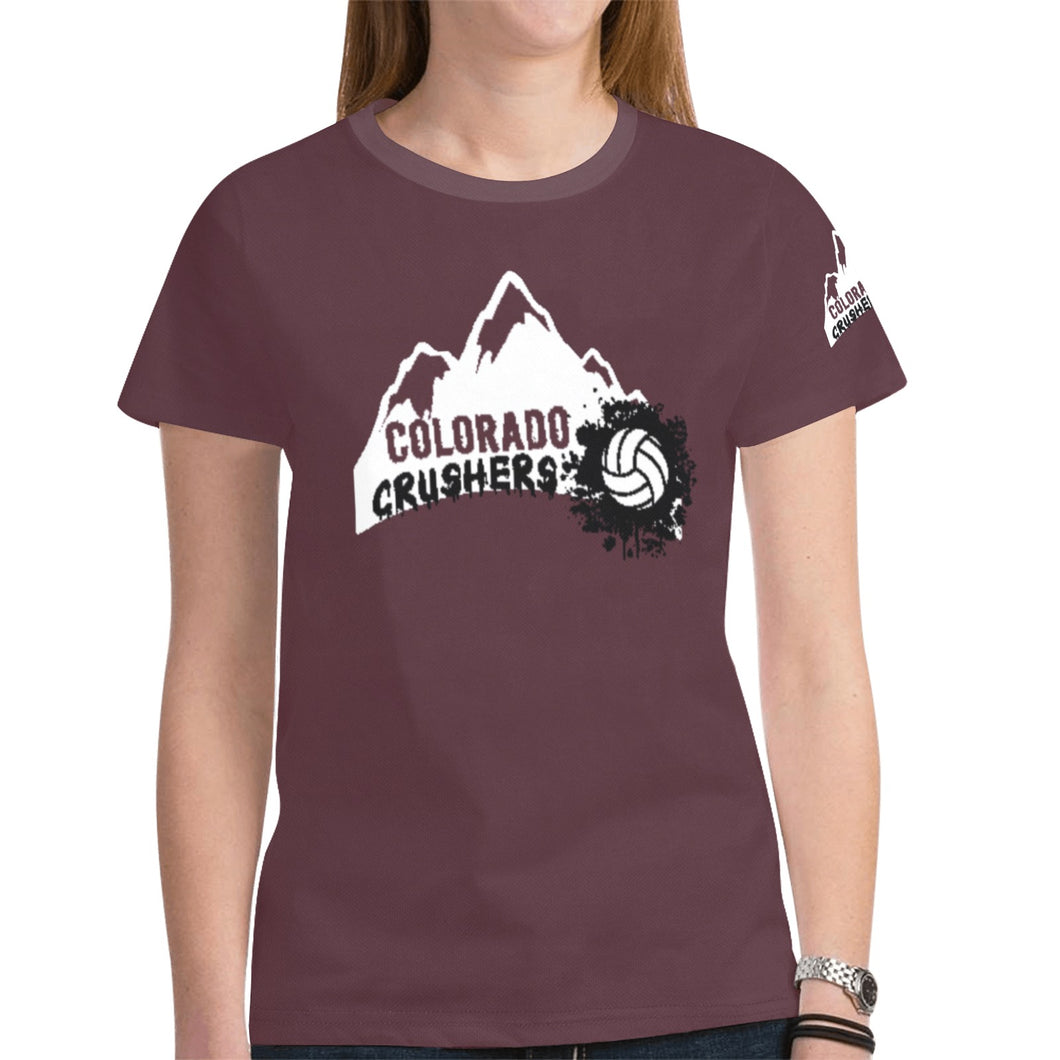 Crusher MaroonWomen New All Over Print T-shirt for Women (Model T45)