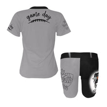 Load image into Gallery viewer, Football Black/Grey Talk Football to Me Women Short Set
