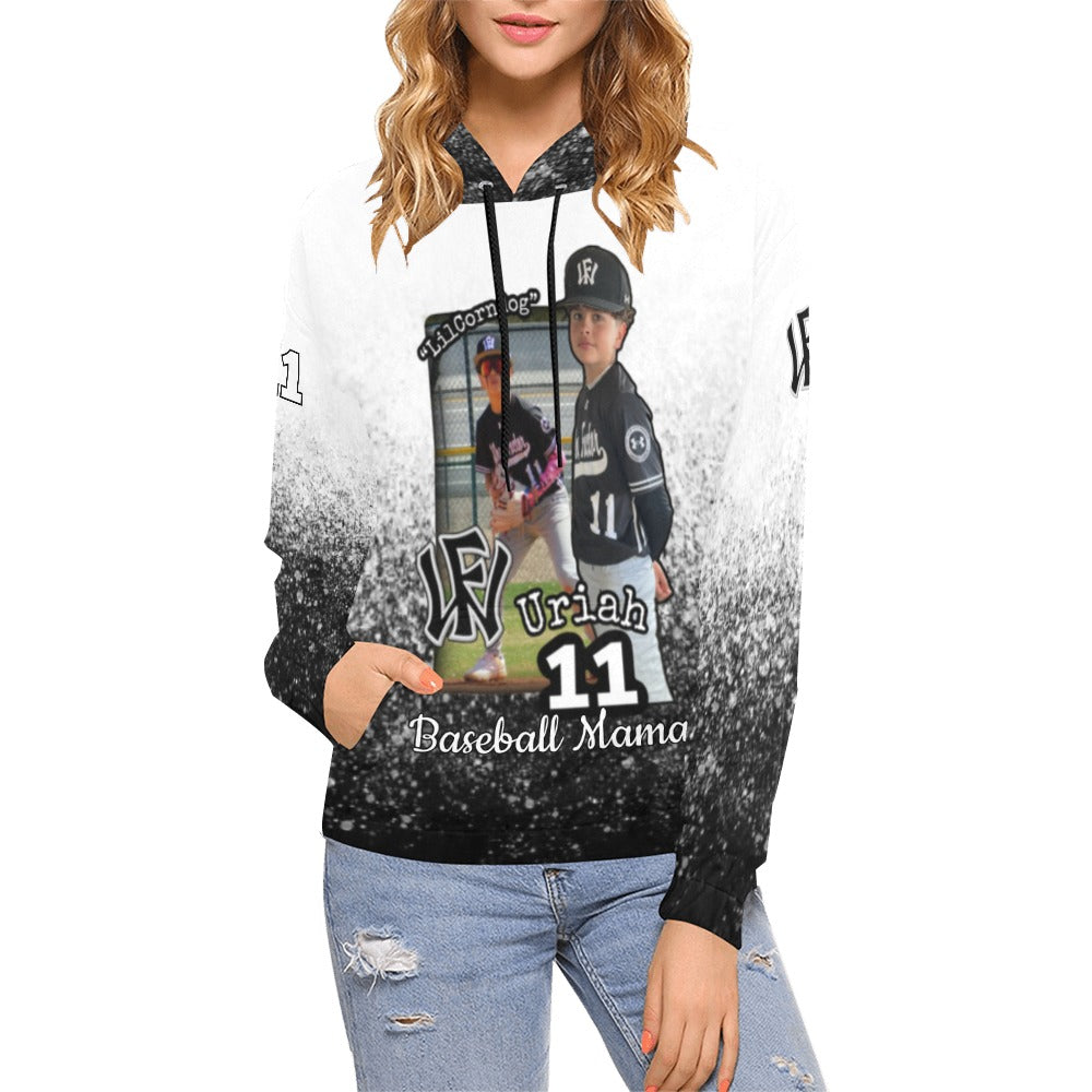 Photo Custom Mama Last name/FirstName/NickName/Number 11 small All Over Print Hoodie for Women (USA Size) (Model H13)