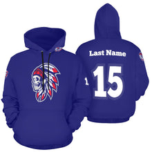 Load image into Gallery viewer, Tribe Navy Name/Number All Over Print Hoodie for Women (USA Size) (Model H13)
