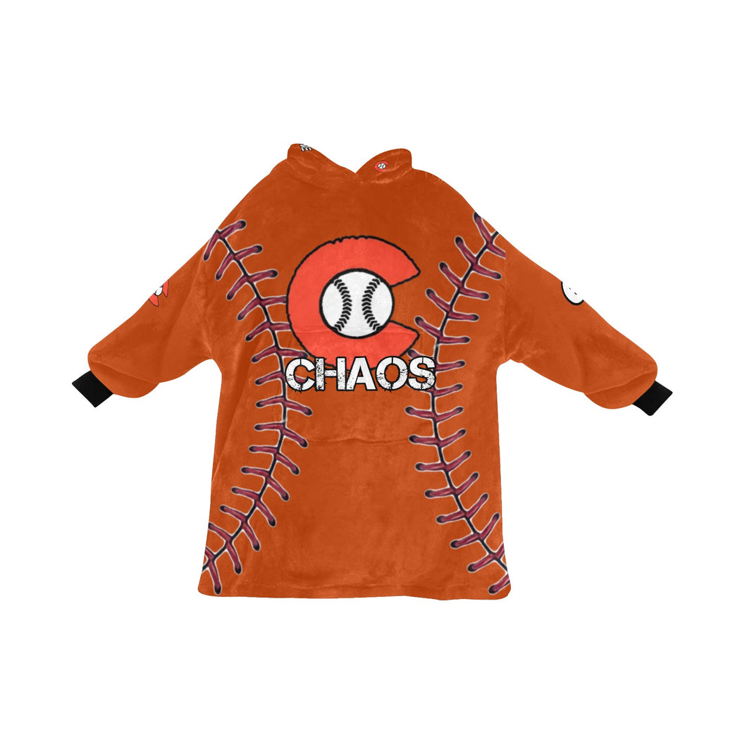Chaos Baseball LastName/Number/FirstName Orange Full Blanket Hoodie for Kids