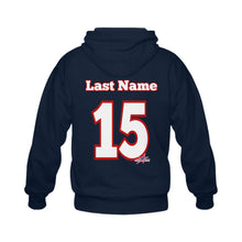 Load image into Gallery viewer, All American Zip-up Name/Number Navy Gildan Full Zip Hooded Sweatshirt (Model H02)
