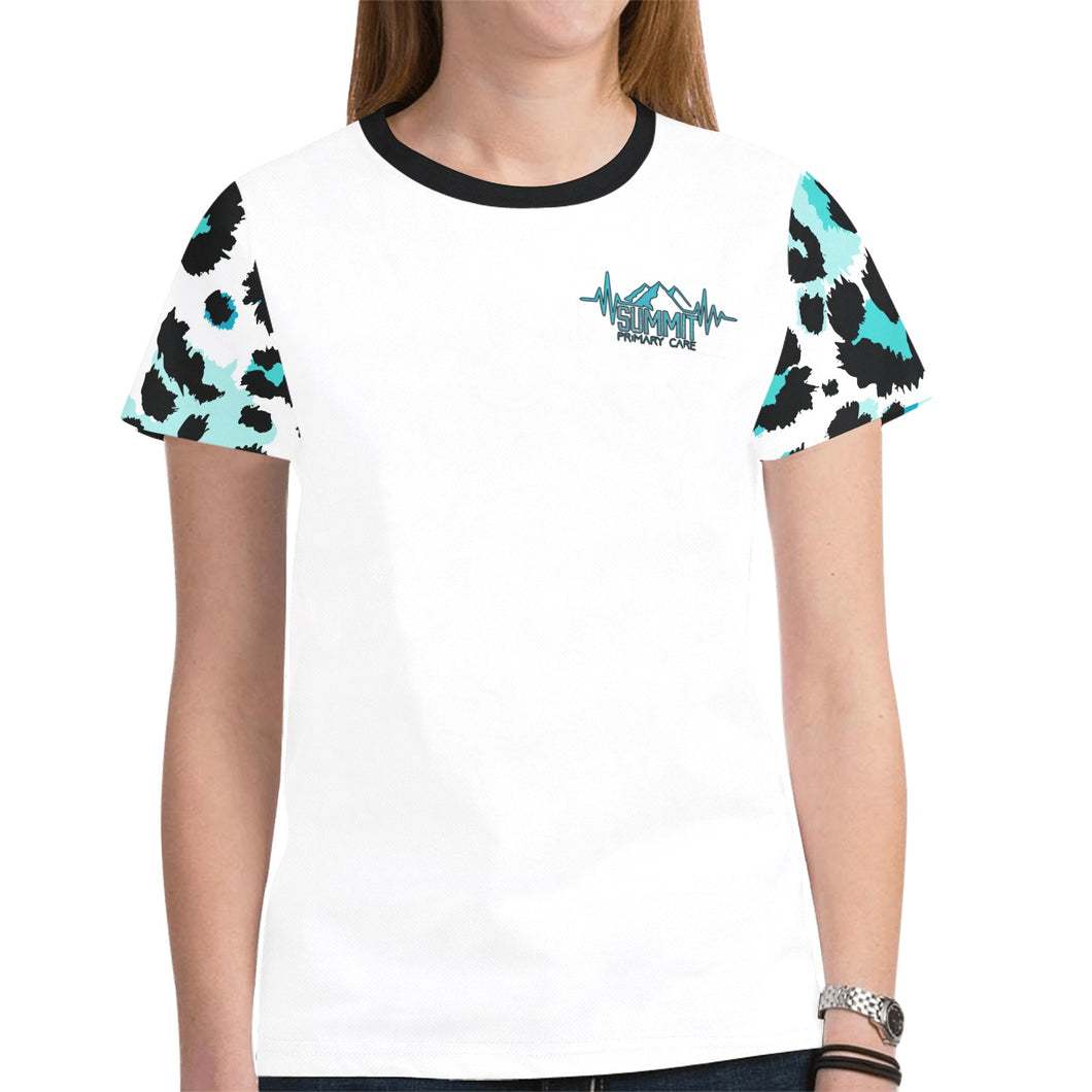 Summit Leopard Sleeve New All Over Print T-shirt for Women (Model T45)