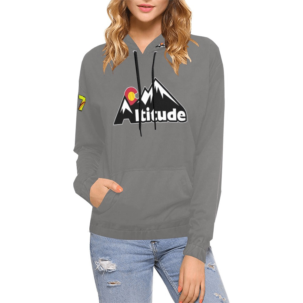 Altitude Grey Last name/Number Nickname Softball Numbers All Over Print Hoodie for Women (USA Size) (Model H13)