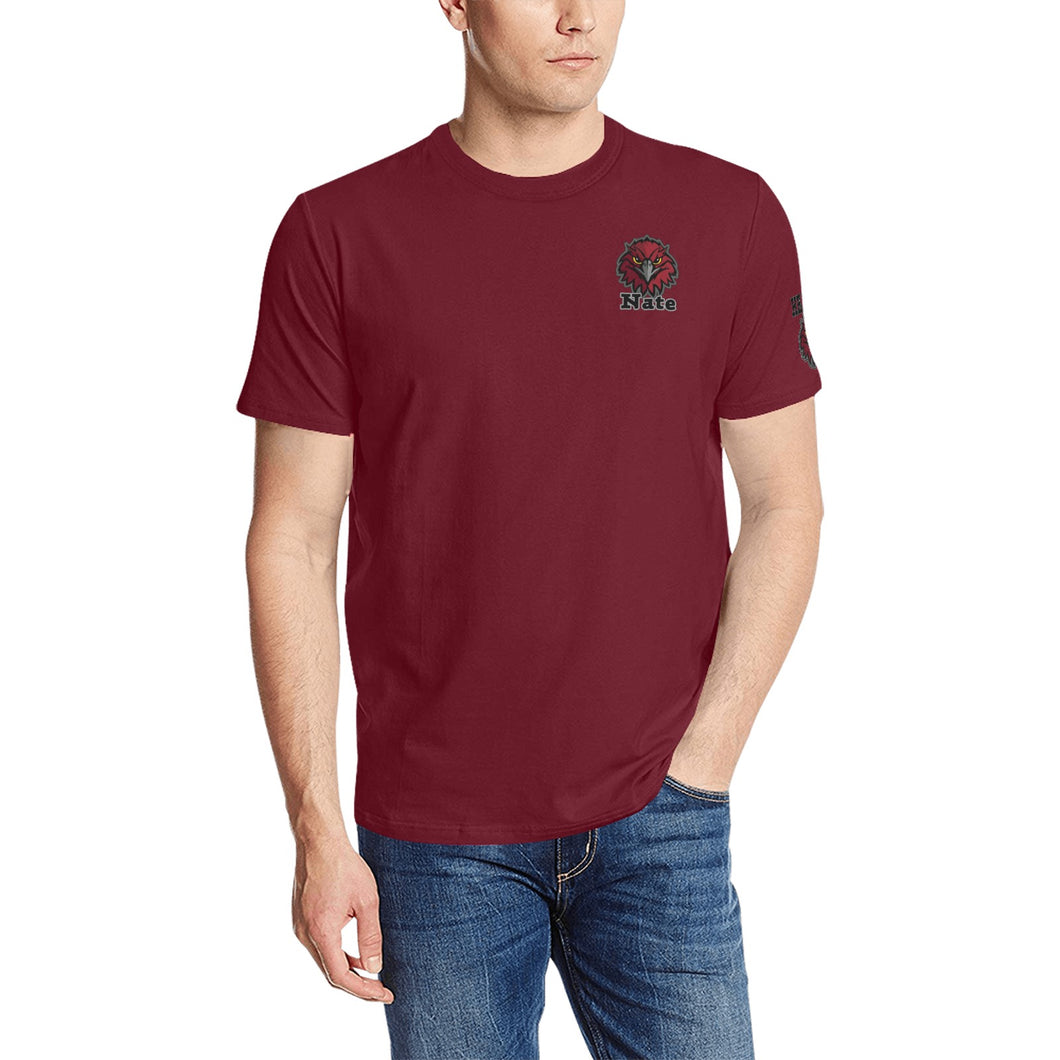 Maroon Heaton Men's All Over Print T-Shirt (Random Design Neck) (Model T63)