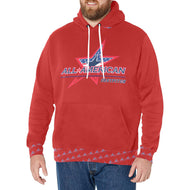 All American Basic Number, Print Cuff Red Men's Long Sleeve Fleece Hoodie (Model H55)