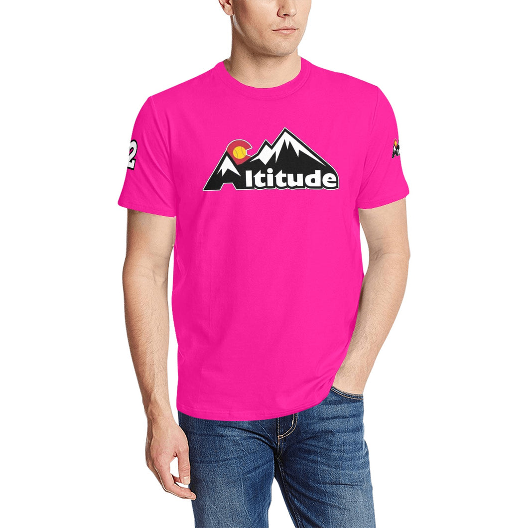 Altitude Shirt 4 Pink Men's All Over Print T-Shirt (Solid Color Neck) (Model T63)
