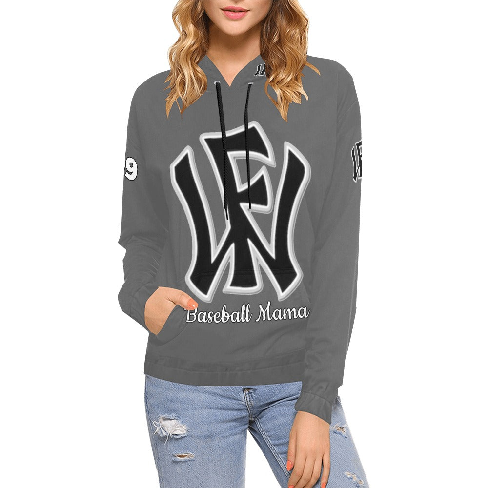 Wow Force Mama Hoodie LastName/FirstName/NickName/Nuimber Grey/White All Over Print Hoodie for Women (USA Size) (Model H13)