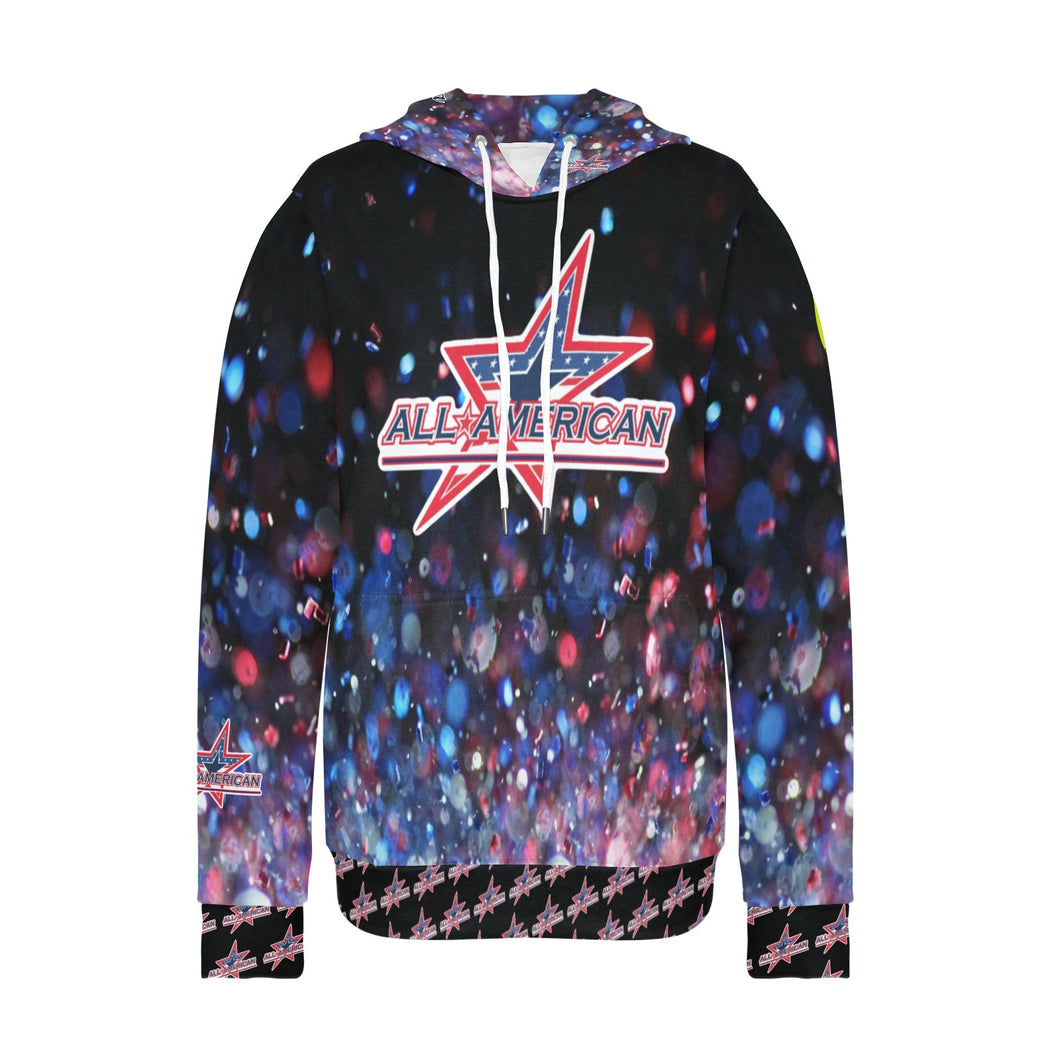 All American Softball Number Nickname Glitter Women's Long Sleeve Fleece Hoodie (Model H55)