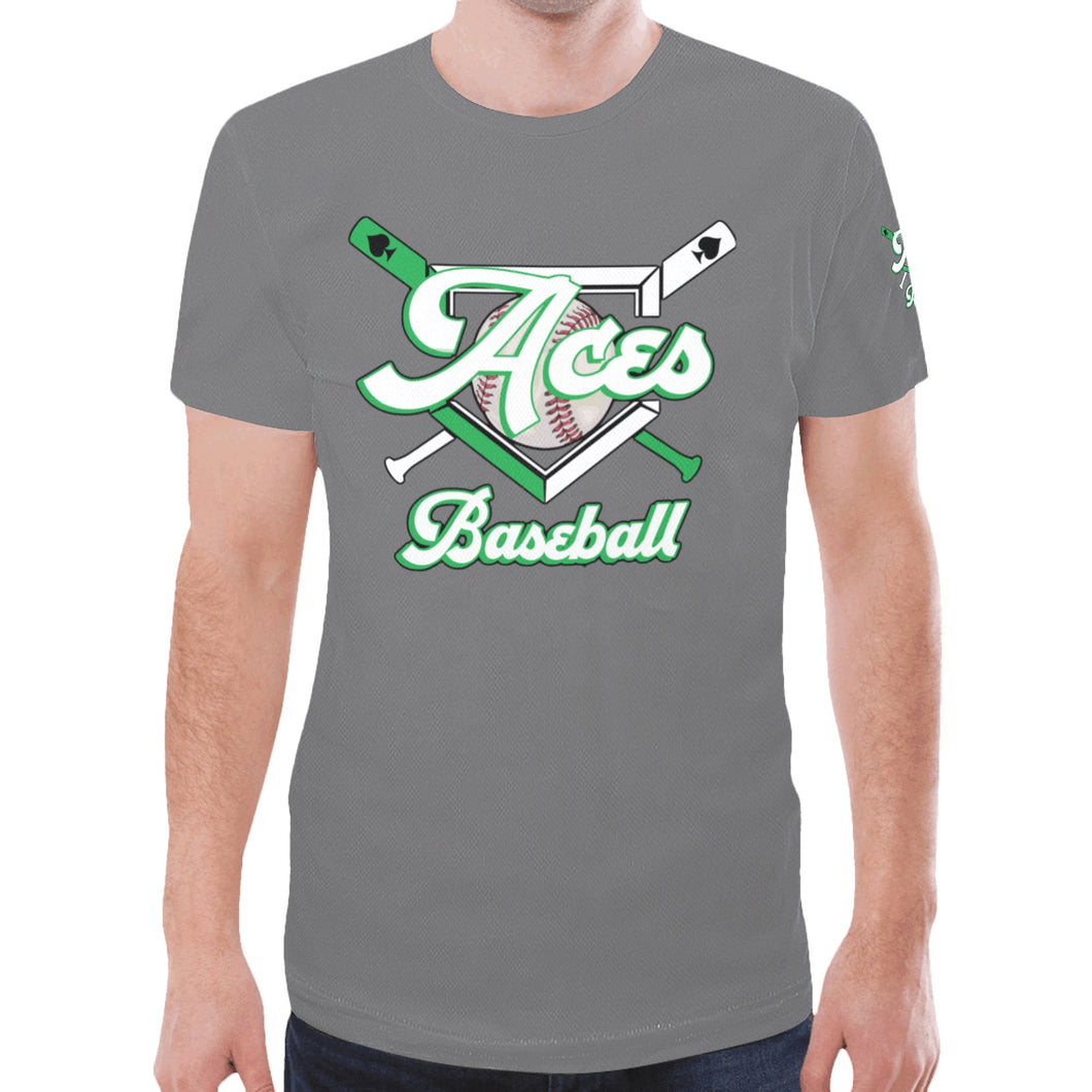 Aces Grey Plain New All Over Print T-shirt for Men (Model T45)