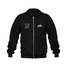 Load image into Gallery viewer, All American Zip-up Name/Number Black Gildan Full Zip Hooded Sweatshirt (Model H02)

