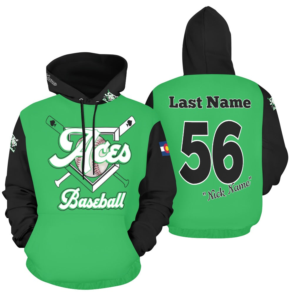 Aces Green/Black All Over Print Hoodie for Men (USA Size) (Model H13)