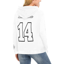 Load image into Gallery viewer, South Volley Ball Hoodie Name/Number white white All Over Print Hoodie for Women (USA Size) (Model H13)
