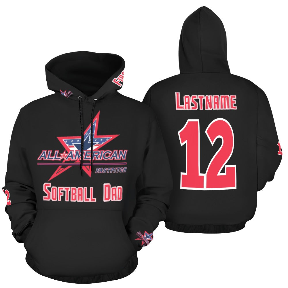 All American Black Hoodie red All Over Print Hoodie for Men (USA Size) (Model H13)