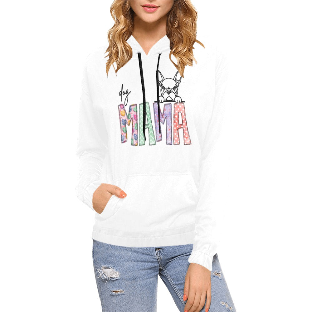 Dog Mama Back Paws/Pic All Over Print Hoodie for Women (USA Size) (Model H13)