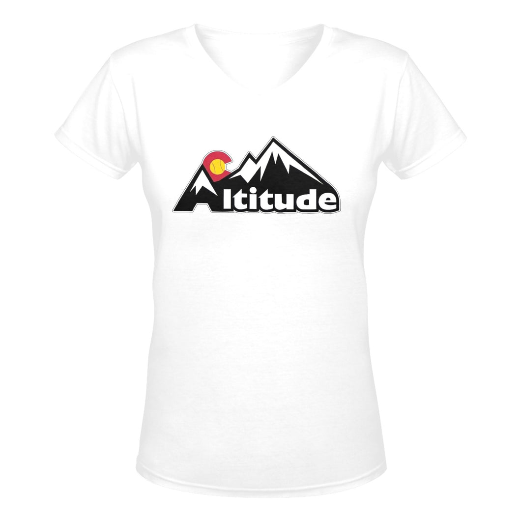 Altitude vnevk white Women's Deep V-neck T-shirt (Model T19)