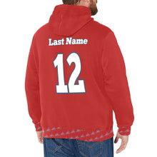 Load image into Gallery viewer, All American Basic Number, Print Cuff Red Men&#39;s Long Sleeve Fleece Hoodie (Model H55)
