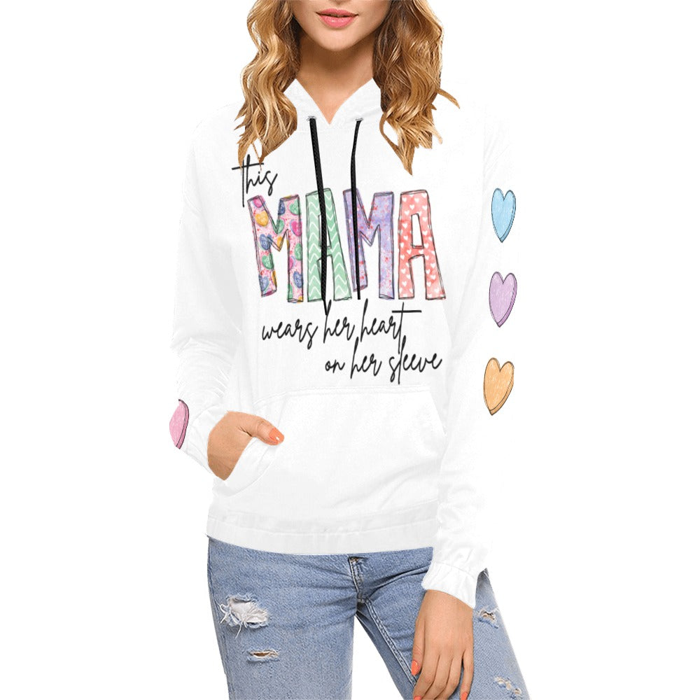 Mama White All Over Print Hoodie for Women (USA Size) (Model H13)
